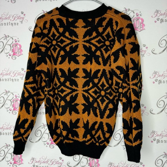 Enchante knit sweater sparkly glitter orange black knitted warm cozy grandmacore - Picture 7 of 8